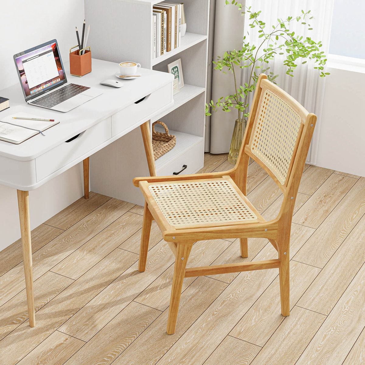 Bay Isle Home™ Rattan Dining Chair With Natural Cane Woven Backrest ...